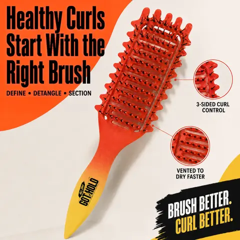 Curl Defining Brush for Curly Hair, Vented Detangling Hair Brush for Wet and Dry Styling, Curved Brush for Shaping and Smoothing Curl Clumps, Lightweight Hair Brush （Beige）, Curl Routine, Wash Day