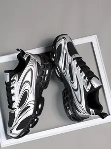 New Silver Color High-Quality Men's Casual Shoes, Comfortable Laces Sporty Sneakers, Outdoor Leisure Footwear, Spring & Fall, Running Training Shoes, Running Trainers