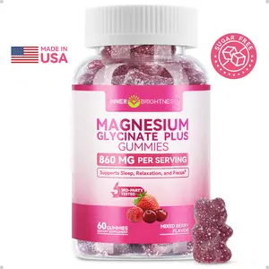 Magnesium Glycinate Gummies 860mg - Magnesium Gummies for Adults, Supports Sleep, Relaxation & Focus, Non-GMO, Gluten-Free, Mixed Berry Magnesium Glycinate Gummies, Mixed Berry Magnesium Gummies, Mixed Berry Flavor, 60 Count magnesium