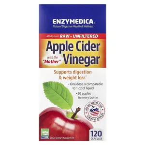 Enzymedica Apple Cider Vinegar with the Mother, 120 Capsules (355 mg per Capsule)