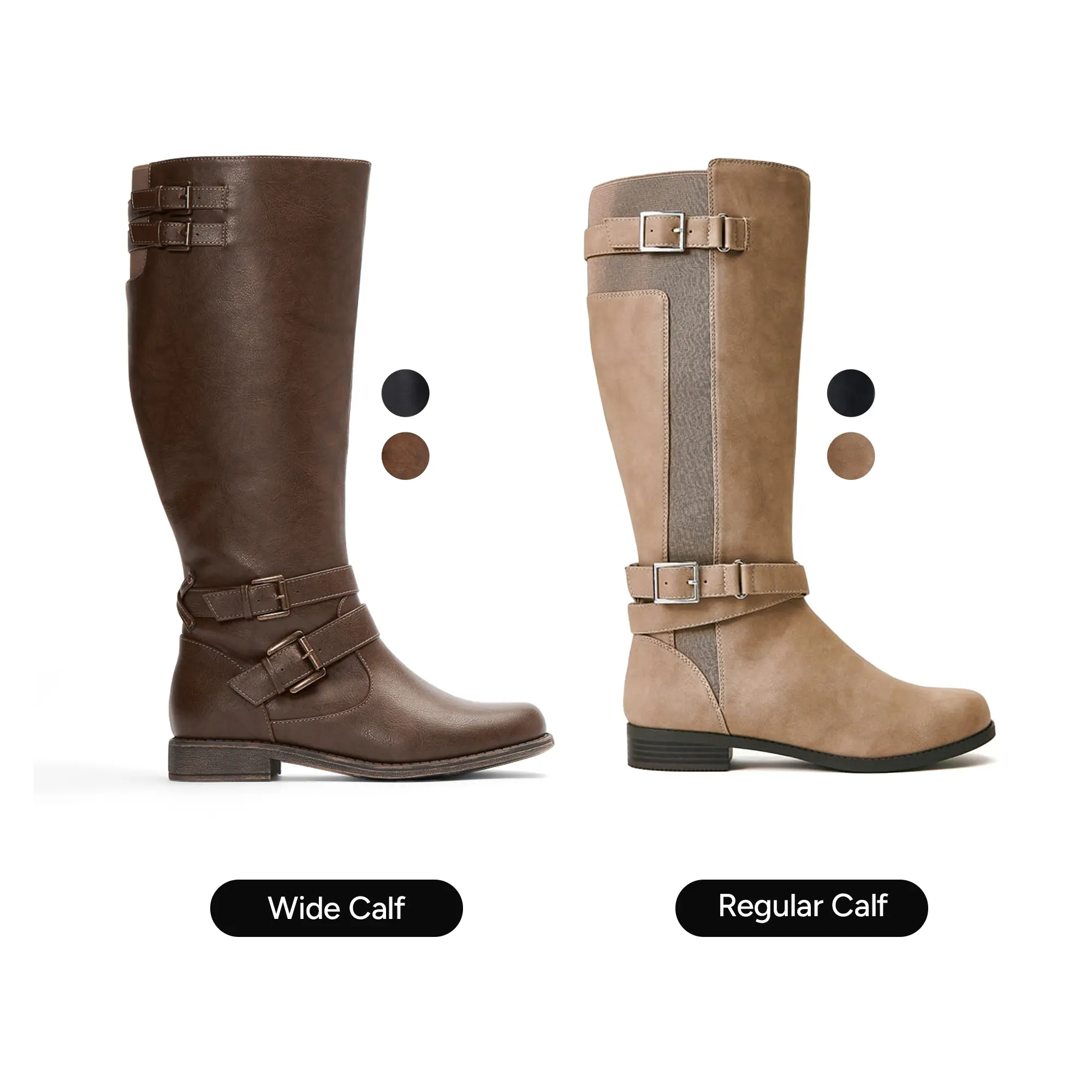 JUST FAB Womens Knee High Boots Wide Calf Leather Riding Boots Knee High Boots for Women Low Heel Casual Boots for Women Brown boots for fall SohoChic BackToSchool