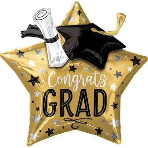 Class 101 - Congrats Grad Star Foil Balloon with Cap & Diploma Design