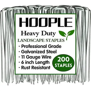 6 Inch Landscape Staples, Garden Stakes Galvanized Tent Stakes Heavy Duty 11 Gauge Landscaping Yard Ground Lawn Staples for Plant Cover, Turf,Grass Decoration