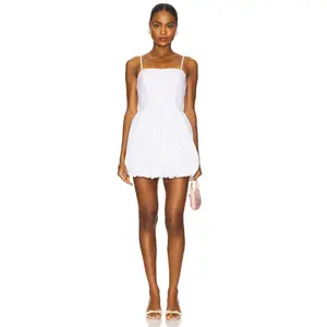 fleur du mal Poplin Corset Bubble Dress in White