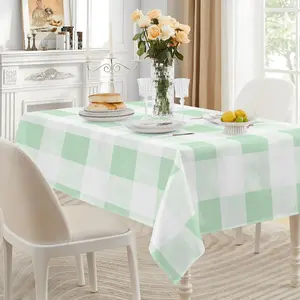 Green Checkerboard Pattern Tablecloth, Rectangular Tablecloth, Decorative Tablecloth for Home Kitchen Dining Room, Table Decorations