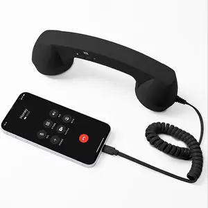 Retro Phone Handset, 2026 New Retro Phone Handset for iPhone, Type-C Retro Telephone Wired Handsets Style Landline Handle Receiver for Cell Mobile Video Conferences, Calls, Meetings