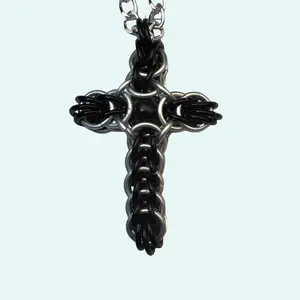 Handcrafted Chainmail Cross Made from Lightweight Anodized Aluminium Available in Choice of Colors