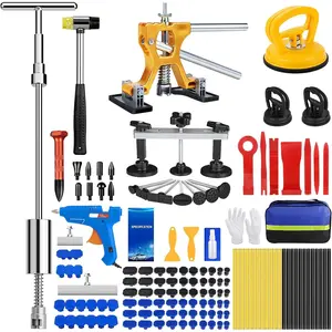Dent Puller Kit, 135 count Paintless Dent Removal Kit,  Dent Repair Kit with Golden Lifter, Bridge Puller, Slide Hammer 2 in 1 T-Bar, Dent Puller for  Refrigerator Door Ding Repair