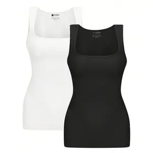 Women's Tummy Control Shapewear Tank Tops Seamless Square Neck Compression Tops Slimming Body Shaper Camisole Comfort Fabric Nylon Womenswear Breathable Comfortable Shapewear Tummy Control Tank Top Compression Tanks For Women Square Neck