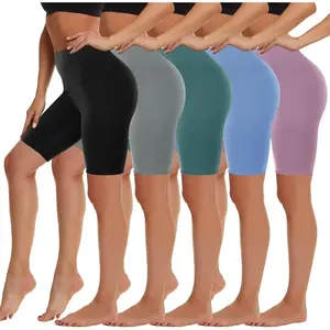5 Pack Biker Shorts Women - 5"/8" High Waist Spandex Workout Running Athletic