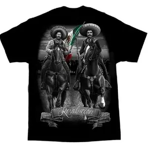 Pancho Villa Revolucion Mexico Chicano Art David Gonzales DGA T Shirt Menswear Top graphic tee zac brown sphere las vegas merch funny t shirt marcus the worm merch funny graphic tee t shirts for men Black Casual Tshirt graphic tee t shirt 90s graphic tees