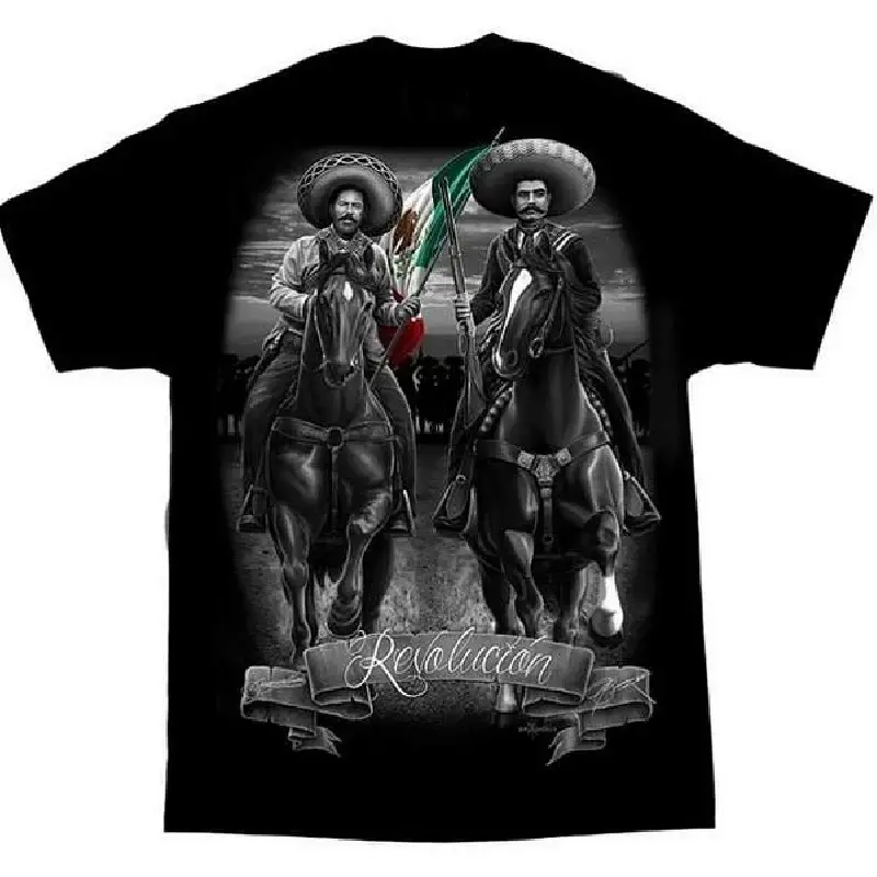 Pancho Villa Revolucion Mexico Chicano Art David Gonzales DGA T Shirt Menswear Top graphic tee zac brown sphere las vegas merch funny t shirt marcus the worm merch funny graphic tee t shirts for men Black Casual Tshirt graphic tee t shirt 90s graphic tees