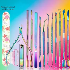 15-piece professional stainless steel cuticle scissors set, including a cuticle pusher and nail file - complete manicure and pedicure tools for salon-quality results