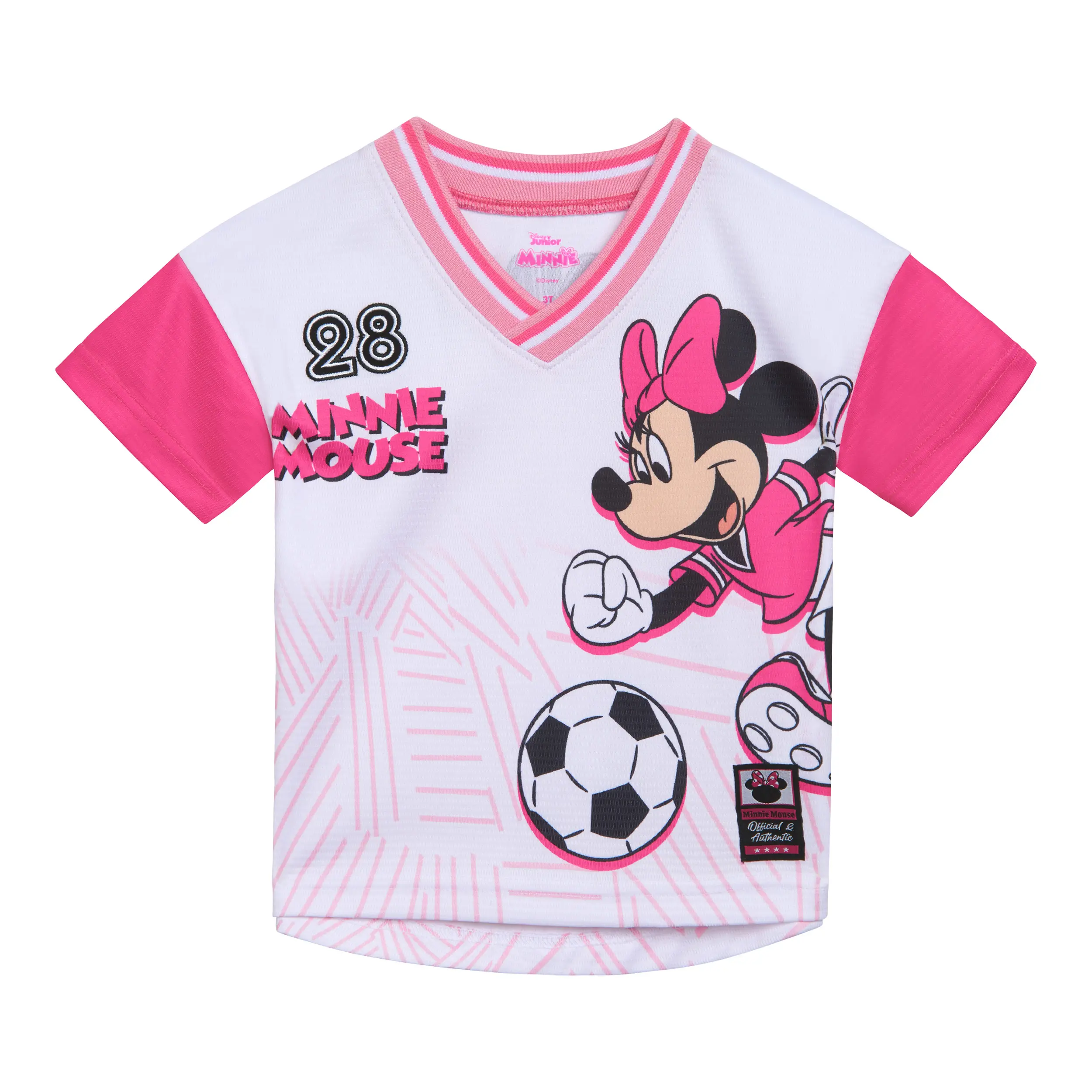 Disney Minnie Mouse Girls Jersey, Sporty Chic V-Neck Pullover in Breathable, Lightweight Polyester Mesh with Polka Dot Graphic