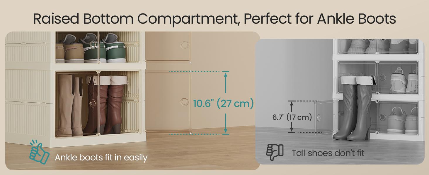 SONGMICS Foldble Shoe Storage Organizer for Closet, Stackable Sneaker Cabinet with Magnetic Door, Large Plastic Container Bins for Living Room, Entryway SONGMICS Foldble Shoe Storage Organizer for Closet, Stackable Sneaker Cabinet with Magnetic Door, Large Plastic Container Bins for Living Room, Entryway