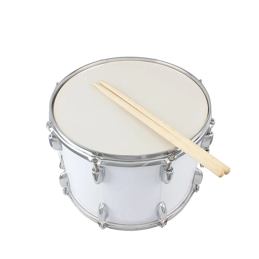 14"x10" Marching Drum Set with Drumsticks, Tuning Key, Adjustable Strap - Great Value, Durable Percussion Instrument for Beginners - White, Comfortable Tuning, 1 X Pair Of Drumsticks