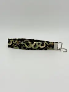 Golden Snake Keychain Wristlet, Key Fob Lanyard, Retro Keychain, Y2K, Handmade