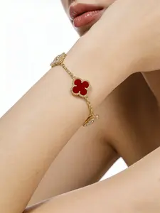 Luxurious Agate Bracelet, Full Diamond Jewelry, Vintage Adjustable Chain, Elegant Floral Design, Perfect Gift for Women, Adjustable Extension Chain