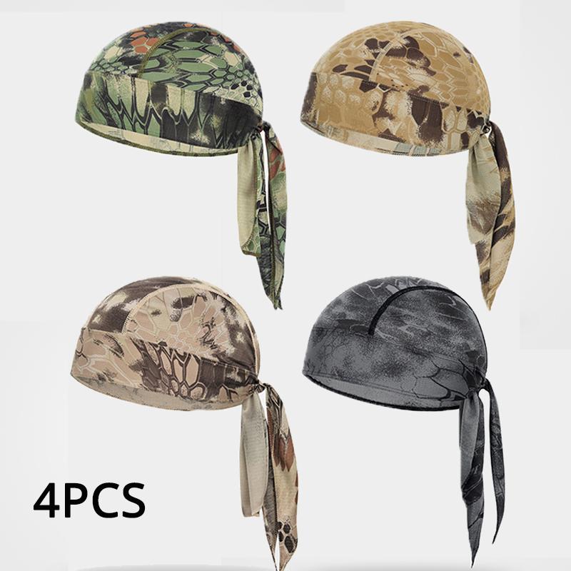 Camouflage Skull Cap, Camo Outdoor Cap, Quick Dry Mesh Beanie, Breathable Skull Beanie, Tie Back Head Wrap, Unisex Outdoor Cap, Lightweight Tactical Cap, Hiking Fishing Cap, Cycling Skull Cap, Multi Color Camo Beanie