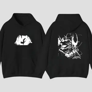 Hollow Knight Silksong Hornet Bleached Art Acid Washed Graphic Tee & Gildan Hoodie, Retro Y2K Double Print Shirt, Oversized Unisex Cotton Streetwear, Gaming Inspired Casual Outfit, Unique Gift for Gamer Lovers