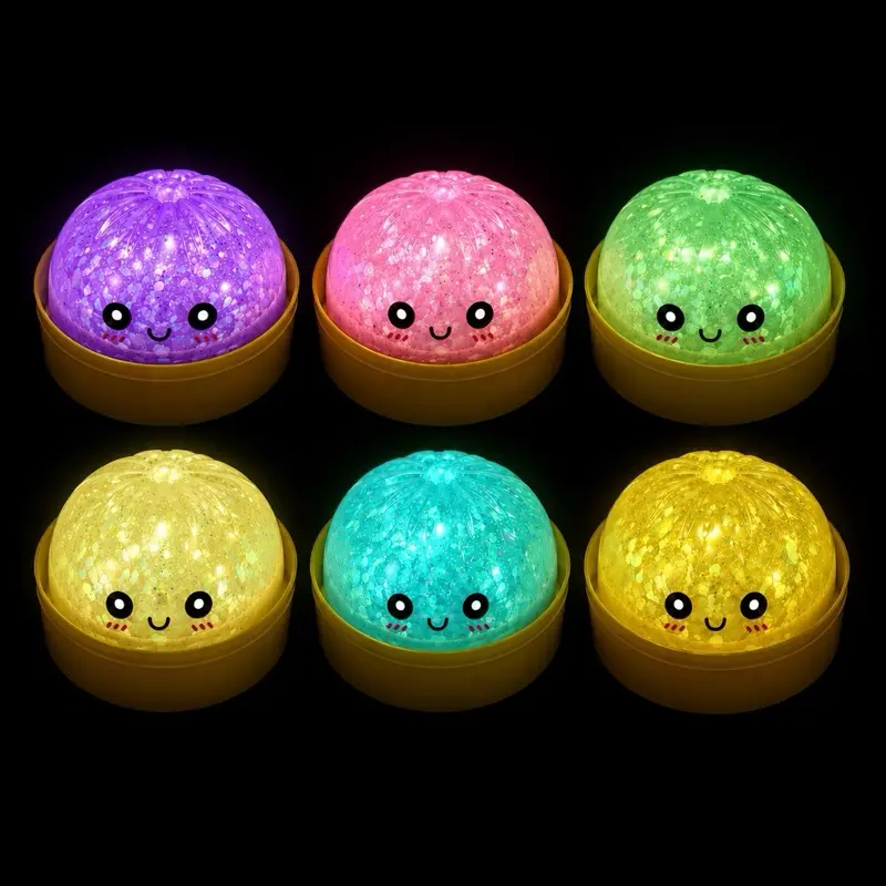 Glow-in-the-Dark Glitter Dumpling Squishy with Box, Soft Sensory Squeeze Toy for Stress Relief, Mystery Glitter Dumplings, Decompression Dough