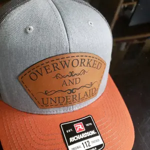Richardson 112 laser engraved leather patch hats
