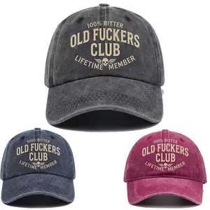 Old F*ckers Club Hat, Printed design Funny Bitter Old Man Baseball Cap, Vintage Washed Cotton Adjustable Dad Hat, Sarcastic Gag Gifts for Grandpa Dad Funny Gag Gift Old Man Distressed Baseball Cap Sarcastic Humor Hat