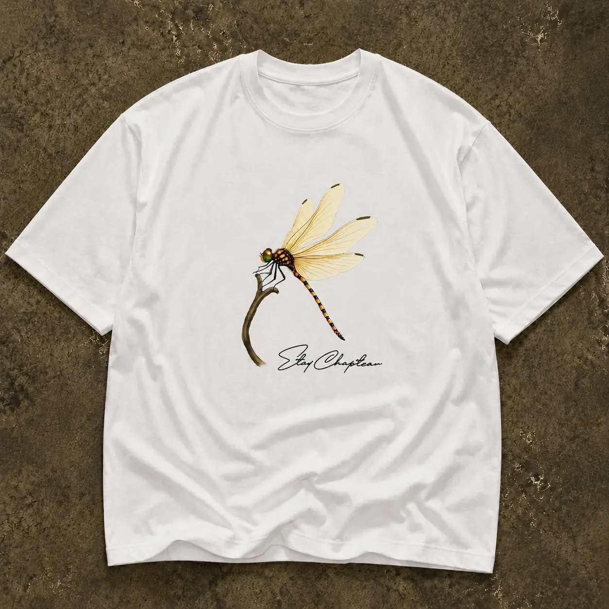 Aesthetic Indie Dragonfly Illustration Graphic Tee, 100% Thick Cotton White Heavyweight Oversized Shirt, Cute Goblincore Artistic Top Everyday Streetstyle Loose Fit