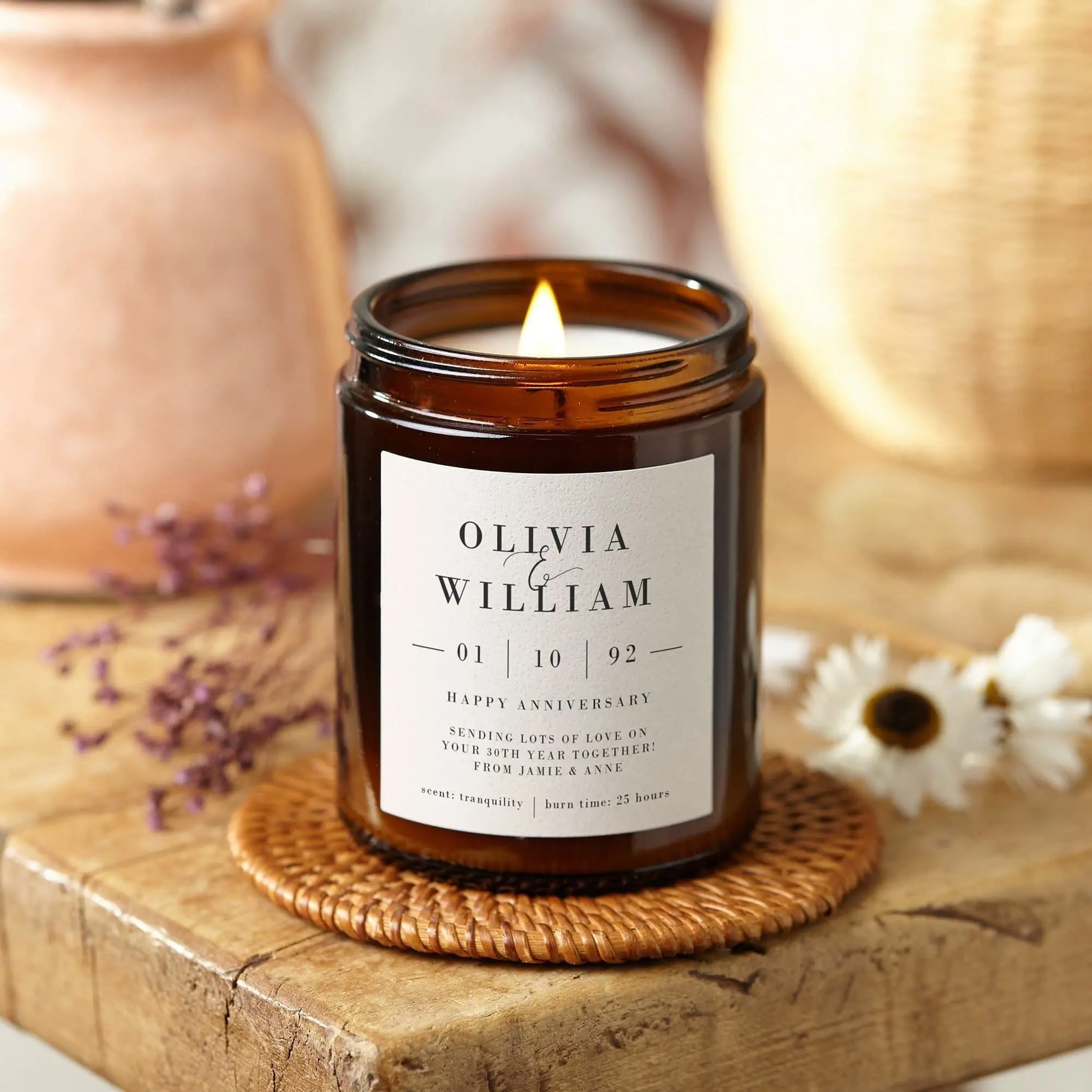 30th Anniversary Gift Pearl, Personalised Apothecary Candle, Personalised Anniversary Gifts for Couple