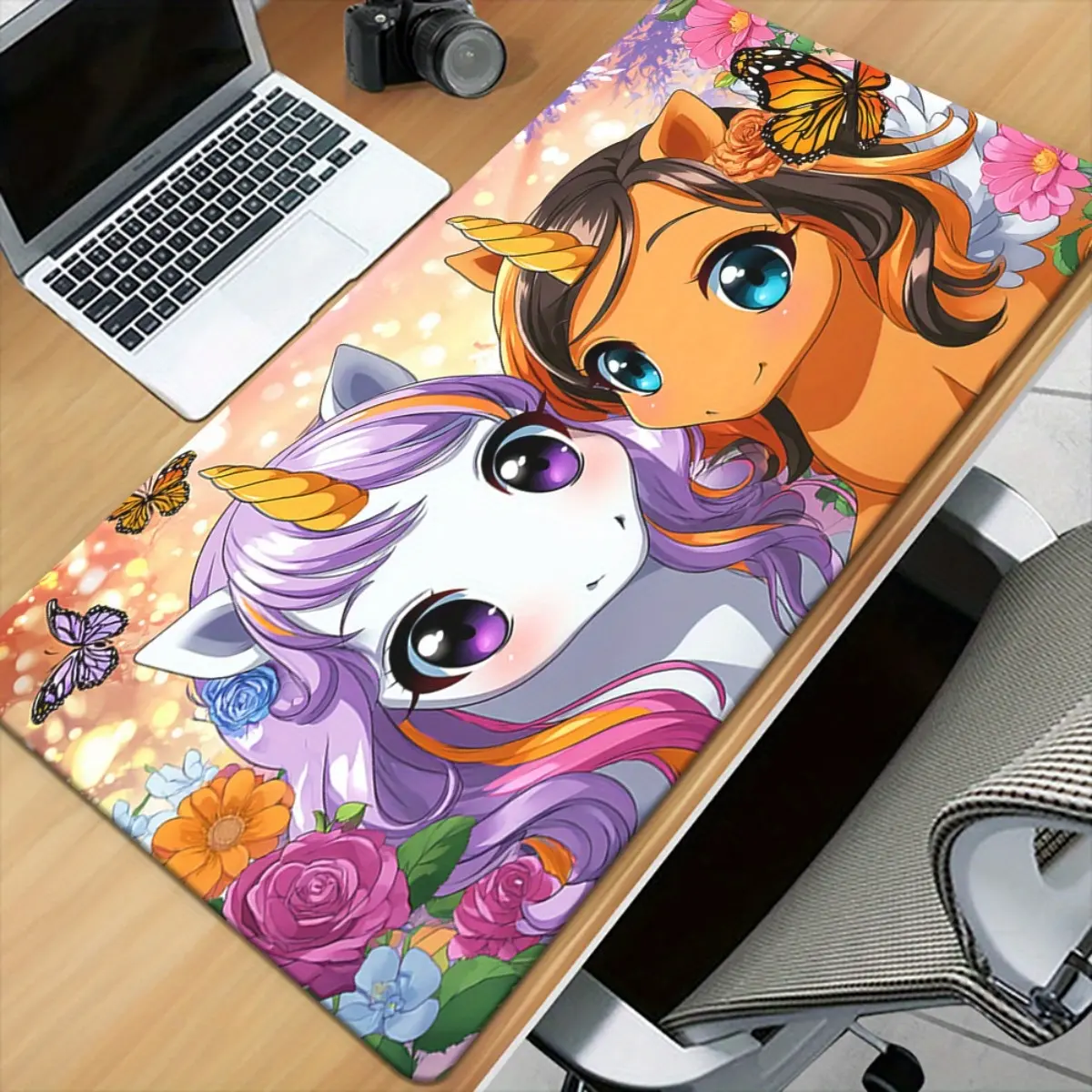 1pc Unicorn & Pony HD Printed Mouse Pad - Ergonomic XXL Desk Mat with Vibrant Floral & Butterfly Design, Durable Rubber Base for Gaming & Office Use, Perfect Gift for Family & Friends, Mouse Pads for Desk, Moana, Moana Pacific, Moana Accessory, Study Desk