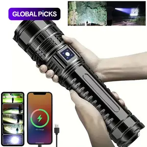 Rechargeable LED Light, 5 Modes Zoomable Tactical Flashlight, Portable LED Light, Outdoor Flashlight for Camping Hiking, LED Rechargeable Adjustable Tactical Flashlight, USB Rechargeable Flashlight, Super Bright Flashlight #GLOBAL PICKS