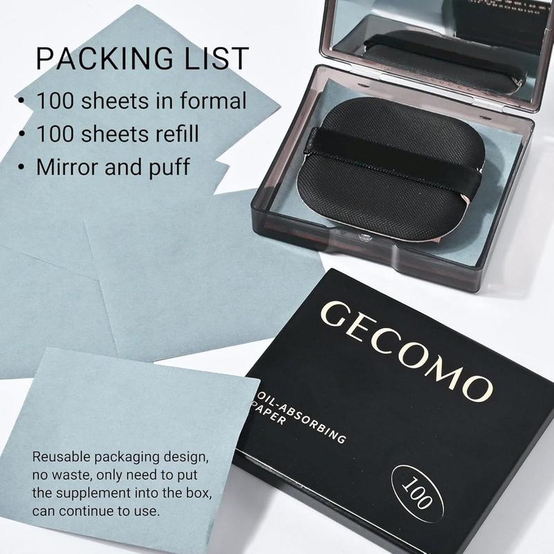 Portable Oil-absorbing Paper, 200pcs Compact Facial Oil-absorbing Pads with MirrorFacial Oil-absorbing Pads, Skincare SuppliesBirthday Gifts, Christmas Gift