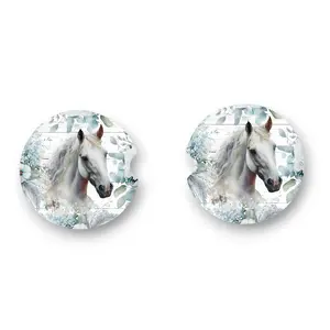 Dark Horse Dream Design Neoprene Car Coaster Set - White Horse