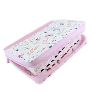 Compact Bible with Zipper Closure 11 Points RV1960 Faux Leather Pink Edges Painted Butterflies Index