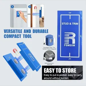 Magnetic Nail Finder - Nickel Plated Aluminum Frame with 1/4 inch, 1/2 inch Trim and 3/16 inch Door Crack Finder, Battery-Free DIY Home Improvement Woodworking Tool, Electric Blue Anodized Finish - Woodworking Essentials | Stylish Designs