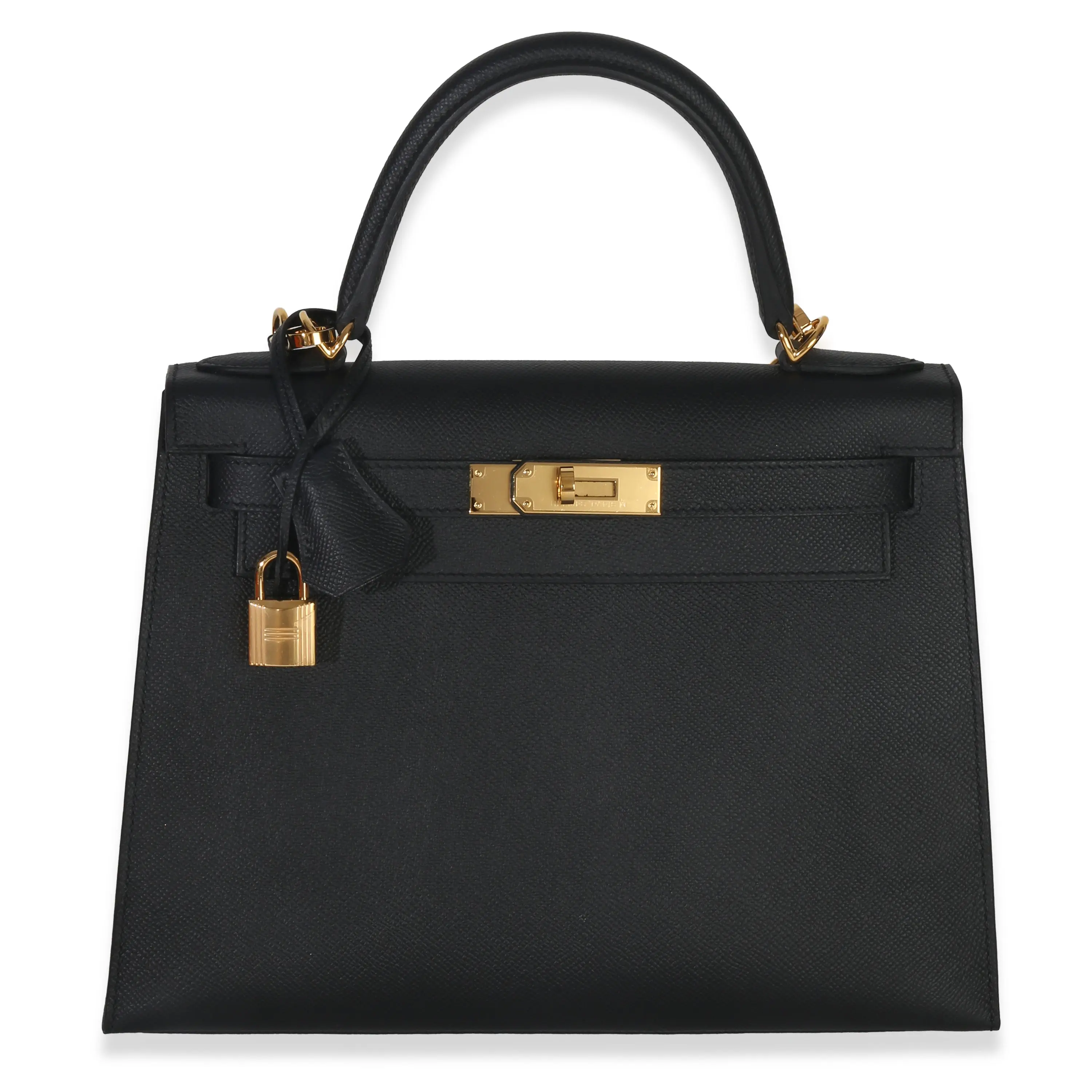 Pre-owned Leather Shoulder bags Black Epsom Sellier Kelly 28 GHW
