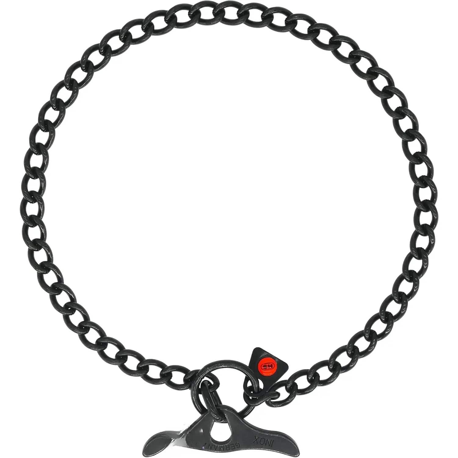 Black Stainless Steel Dog  Collar with Toggle and Round Links Dog Chain for Small Medium Large Dogs   (22in (Neck Size up to 20in))