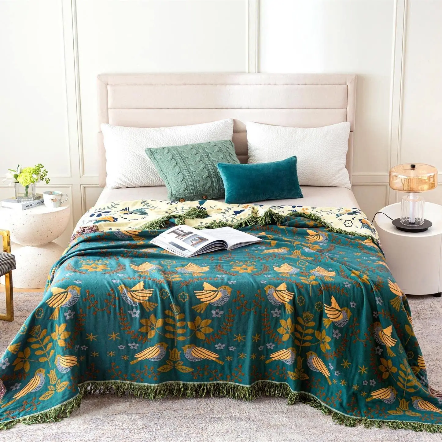 Boho Style Floral Print Travel Blanket, 1 Count Valentine's Day Soft Lightweight Bohemian Style Blanket for Sofa, Bed, Home Decoration, Gift for Her,