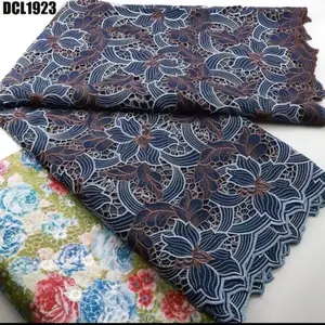 Latest African Guipure Cord Lace Fabric with Floral Design and Colorful Patterns 5 yard