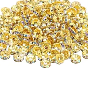 Bead Spacer 25pcs - Gold Color with Multicolor Accents for Jewelry Making