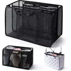 Beach Bag Organizer for X Large  Accessories, Lightweight Mesh Divider Insert for  XL , Beach Travel Storage Organizer (Large, Black)