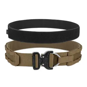 Krydex Tactical Battle Belt With Cobra Buckle D-Ring | Military Heavy Duty Rigger Gun Belts | Inner Outer Molle Belt.