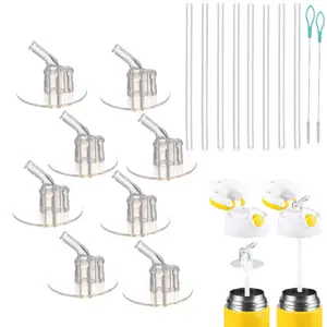 A set of 18 water cup accessories, including 8 replacement silicone straws, 8 silicone straw rods, and 2 straw cleaning brushes, perfect for daily cleaning and replacement Drinkware Mug