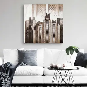 Begin Home Decor C1RC3232QE0WIV 32 x 32 in. Square City - Building Bedroom Canvas for Home Decor Art