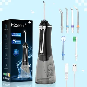h2ofloss Water Dental Flosser TikTokShopBlackFriday -5 Modes Portable Oral Irrigator Braces Rechargeable & IPX7 Waterproof Teeth Cleaner for Home Travel P11 Black bundle sets holiday value pack stock up