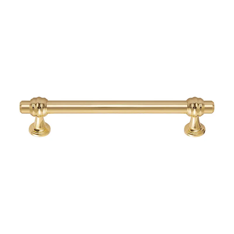 Utopia Alley HW427GD-5 Athen Pull Handle - Decorative Cabinet Drop Pull Handles for Cabinets and Drawers - Vintage Cabinet Hardware with Hand Finished Polished Gold - Metal Drawer Pull Handle, 5.0" Center to Center, 5 Pack