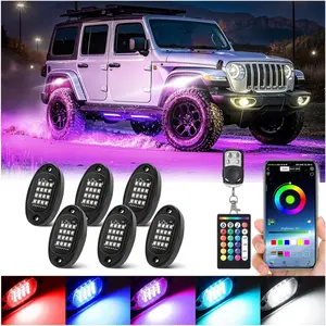 6 Pods RGB LED Rock Lights with  Zone ,  Multicolor Underglow Lights Kit for ATV UTV Golf Cart  RZR SXS, Neon Underbody Light with App Remote Control Flashing  Sync 12V