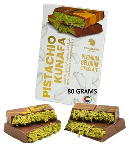 Chocolado Dubai Pistachio Kunafa Chocolate Bar (The Original), Premium Milk Chocolate, Golden Kadayif Crisps, Hand-Harvested Pistachios - Imported from DUBAI UAE , Ideal Gift for all Occasions, 100% Original Taste! (MEDIUM-2.82 oz)
