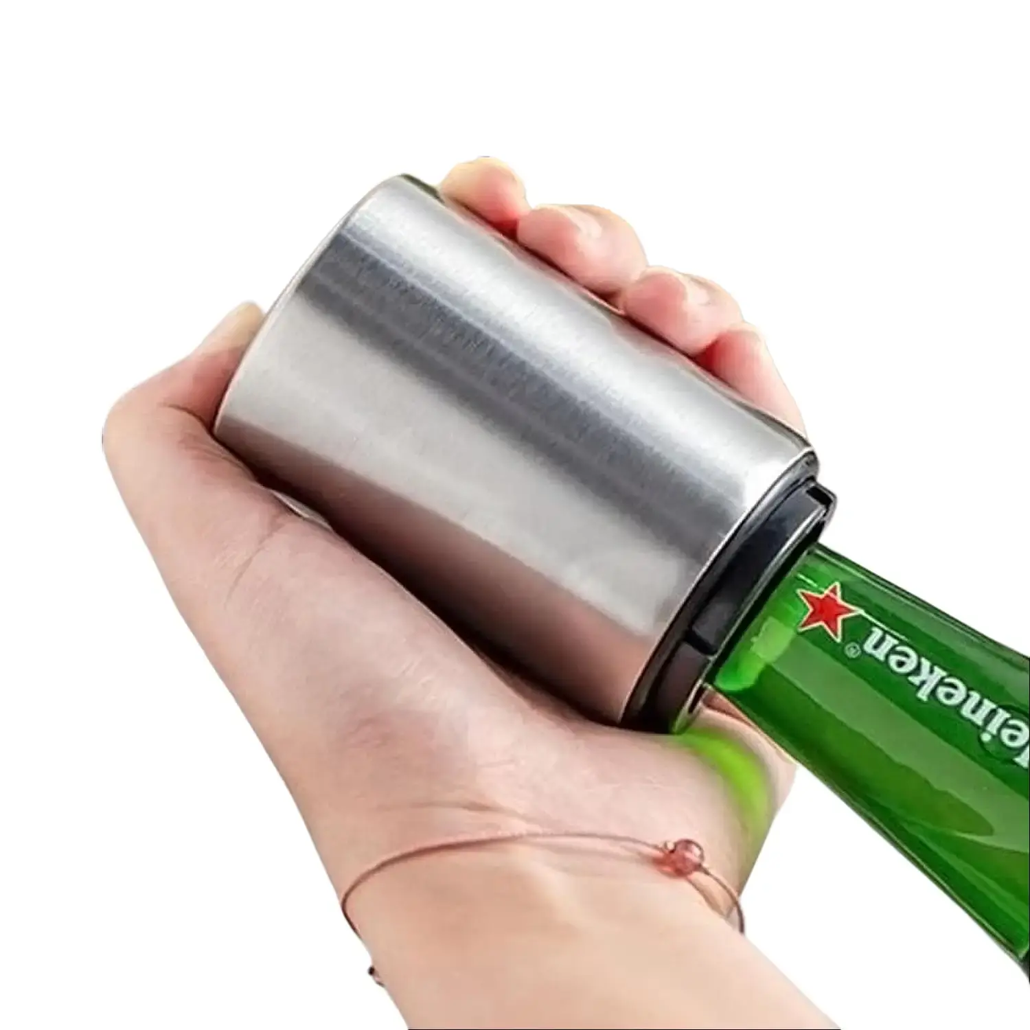 Premium Stainless Steel Magnetic Compact Portable Bottle Opener - 1-Pack Push-Down Automatic Multitool, No Lid Escapes - Soda/Beverage Can Opener for Home Bar, Travel, Restaurant - Birthday Gift Option Soda Can Opener Plastic Can Openers
