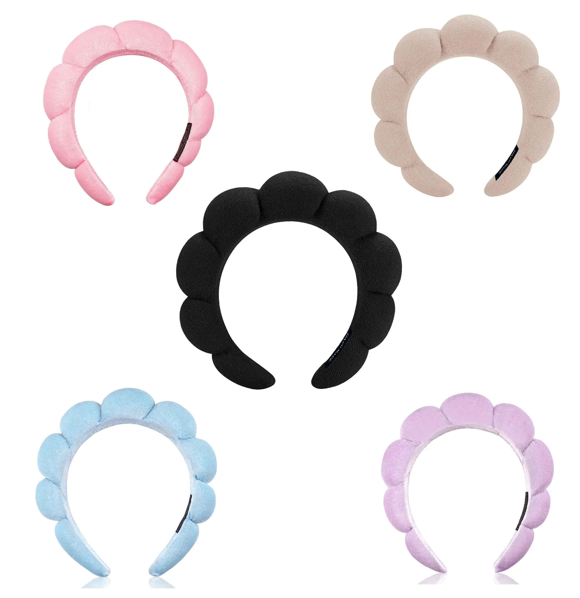 Bubble Spa Headband for Face Washing & Makeup - Soft Terry Cloth, Thick, Adjustable, No-Slip Hairband for Women - Fashion Hair Accessory, Adjustable Headbands, Head Bands Thick